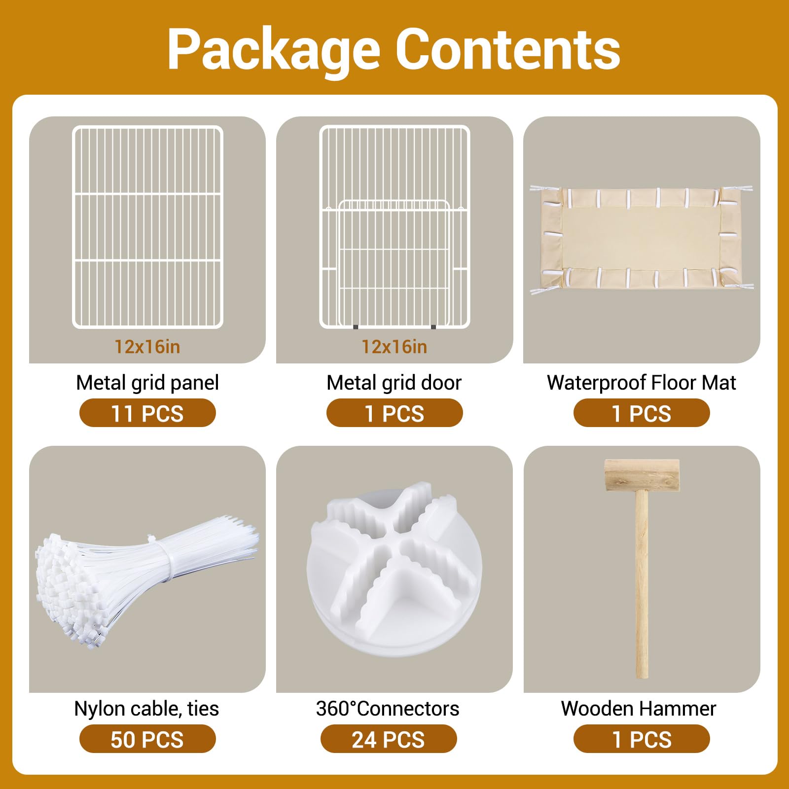 VISCOO Lot de 12 cages pour cochons d'Inde, 121,9 x 61 x 40,6 cm, parc pour petits animaux avec tapis imperméable, cage C & C pour cochons d'Inde, lapins, hamsters, cage d'intérieur portable en fil