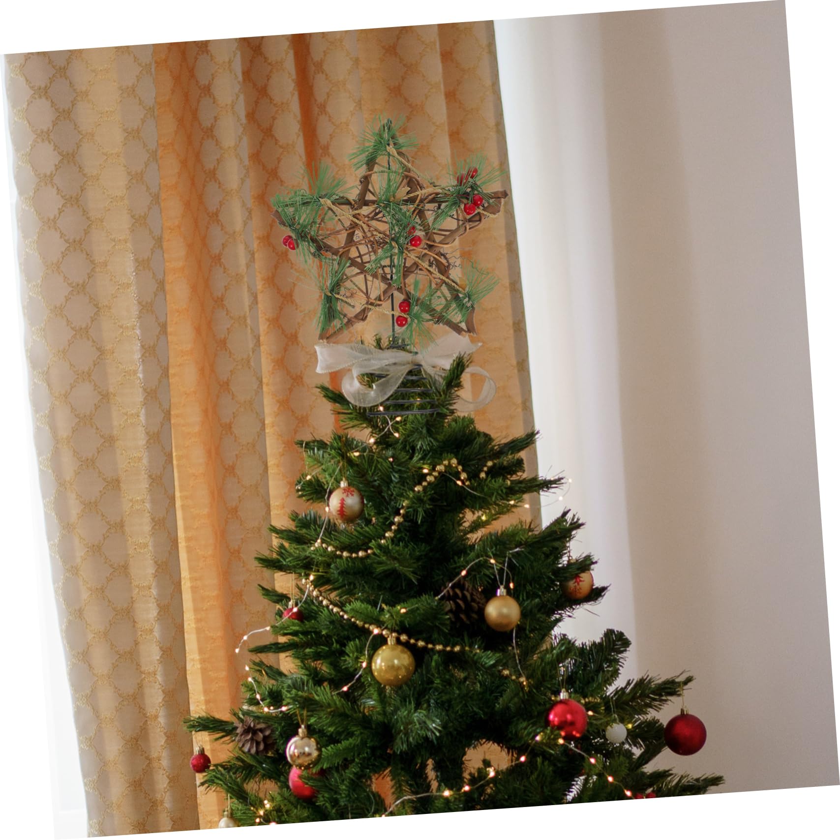 PRETYZOOM 3St weihnachtsbaumspitze Stern Weihnachtsbaum Spitze Stern Christbaumspitze Baumspitze aus Weidengeflecht weihnachtsbaumspitze Glitzern Topper Baumspitze Ornament Eisen