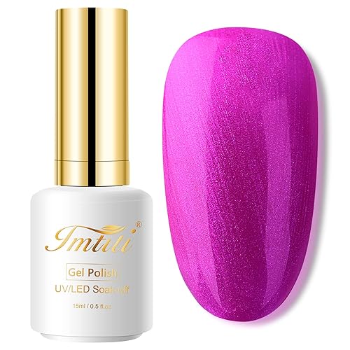 Imtiti Esmalte de uñas en gel perlado, 1 unidad de 0.5 fl oz (0.5 fl oz) de color rojo violeta medio, esmalte de uñas en gel de larga duración para Imtiti Esmalte de uñas en gel perlado, 1 unidad de 0.5 fl oz (0.5 fl oz) de color rojo violeta medio, esmalte de uñas en gel de larga duración para