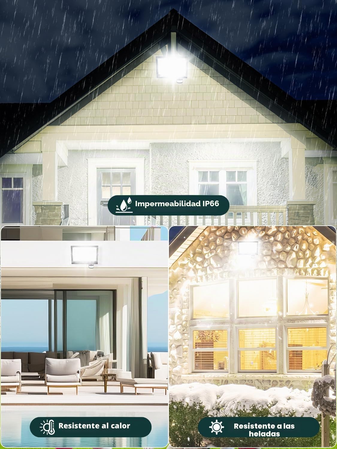 Focos LED Exterior con Sensor Movimiento 150W,15000LM Foco Exterior Potente con Mando a Distancia,6500K Blanco Frío Foco Proyector, IP66 Impermeable Luz LED para Jardín Terraza Garaje
