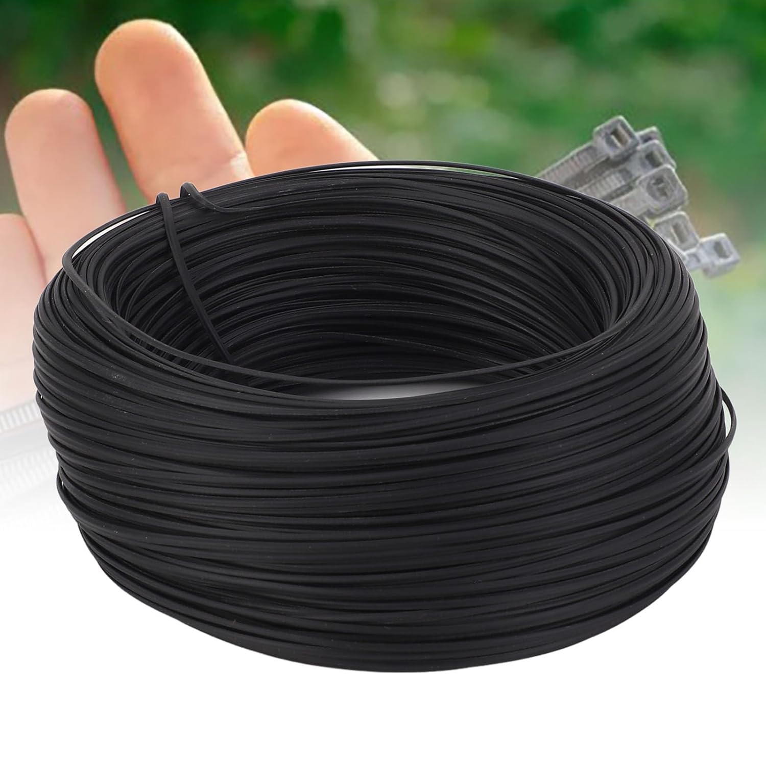 Reinforcing Steel Tying Wire, PVC Twist Tie 00m Length 0.45 Galvanised Iron PVC Coated Wire for Outdoor (Black)