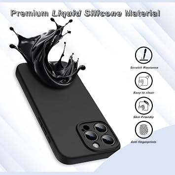 Liquid Silicone Case for iPhone 11 Pro Max Case, Gel Rubber full Protection, Soft Ultra Slim Protective Shockproof Phone Case, Anti-Scratch Microfiber Lining, 6.5 Black