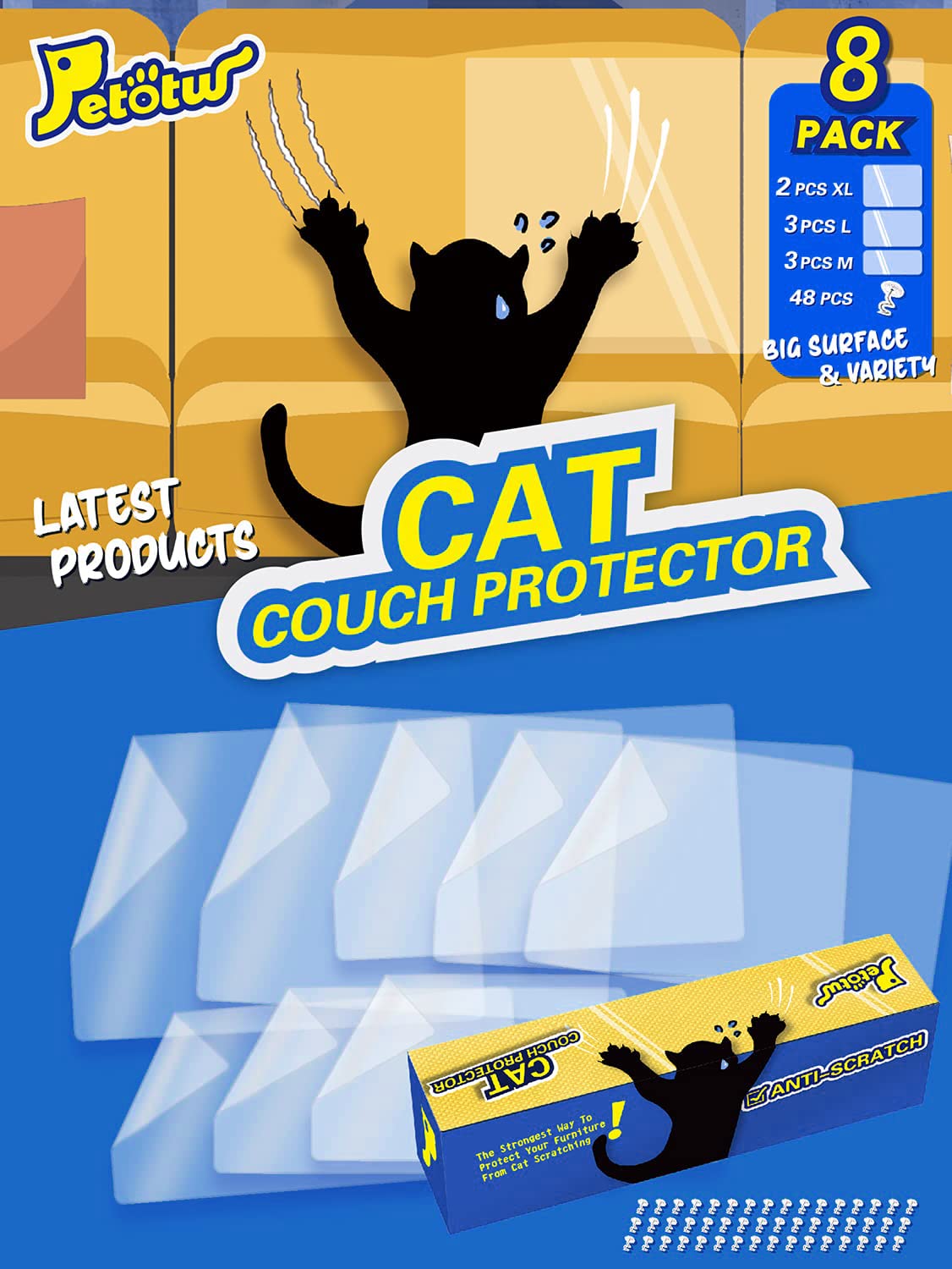 Petotw 10 pcs Cat Scratch Furniture Protector from Cats,Cat Furniture