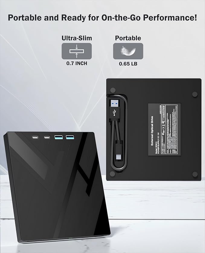 Unidad externa CD/DVD 7 en 1 con puerto USB 3.0 y tipo C miniatura 7