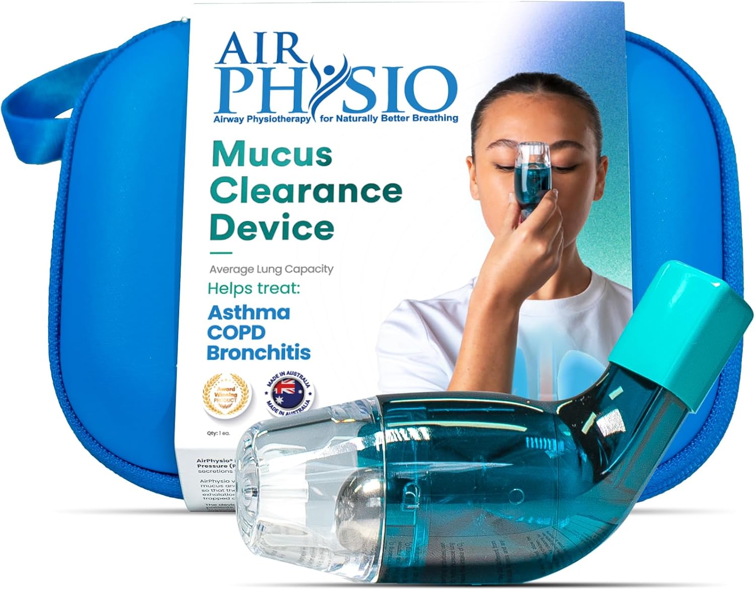 AirPhysio with Protective Storage Case Bag Holder Accessory, Hard Shell Case, and Soft Bag Included