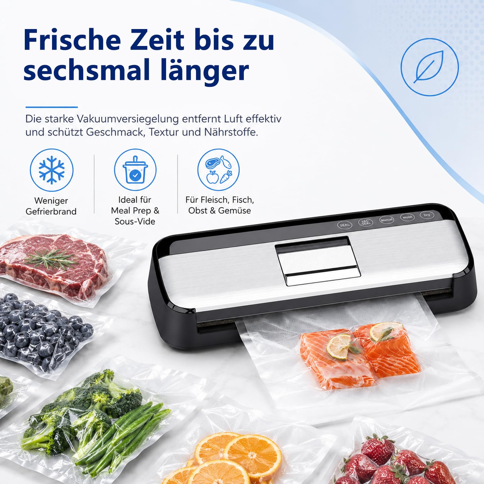 Envasadora al Vacío para Alimentos, Selladora al Vacío Automática con 15 Bolsas, Máquina de Sellado para Alimentos Secos y Húmedos, Vacuum Sealer con Doble Bomba y Sellado de 31 cm