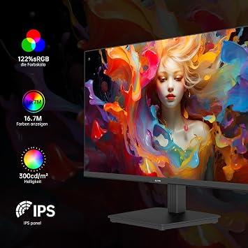KTC Monitor 24 Zoll QHD 2K 2560 × 1440 IPS-Panel mit 100 Hz 99% sRGB 1300:1 Kontrast Adaptive Sync Low Blue Light HDMI DisplayPort Kopfhörerausgang VESA für Büro und Gaming H24T27