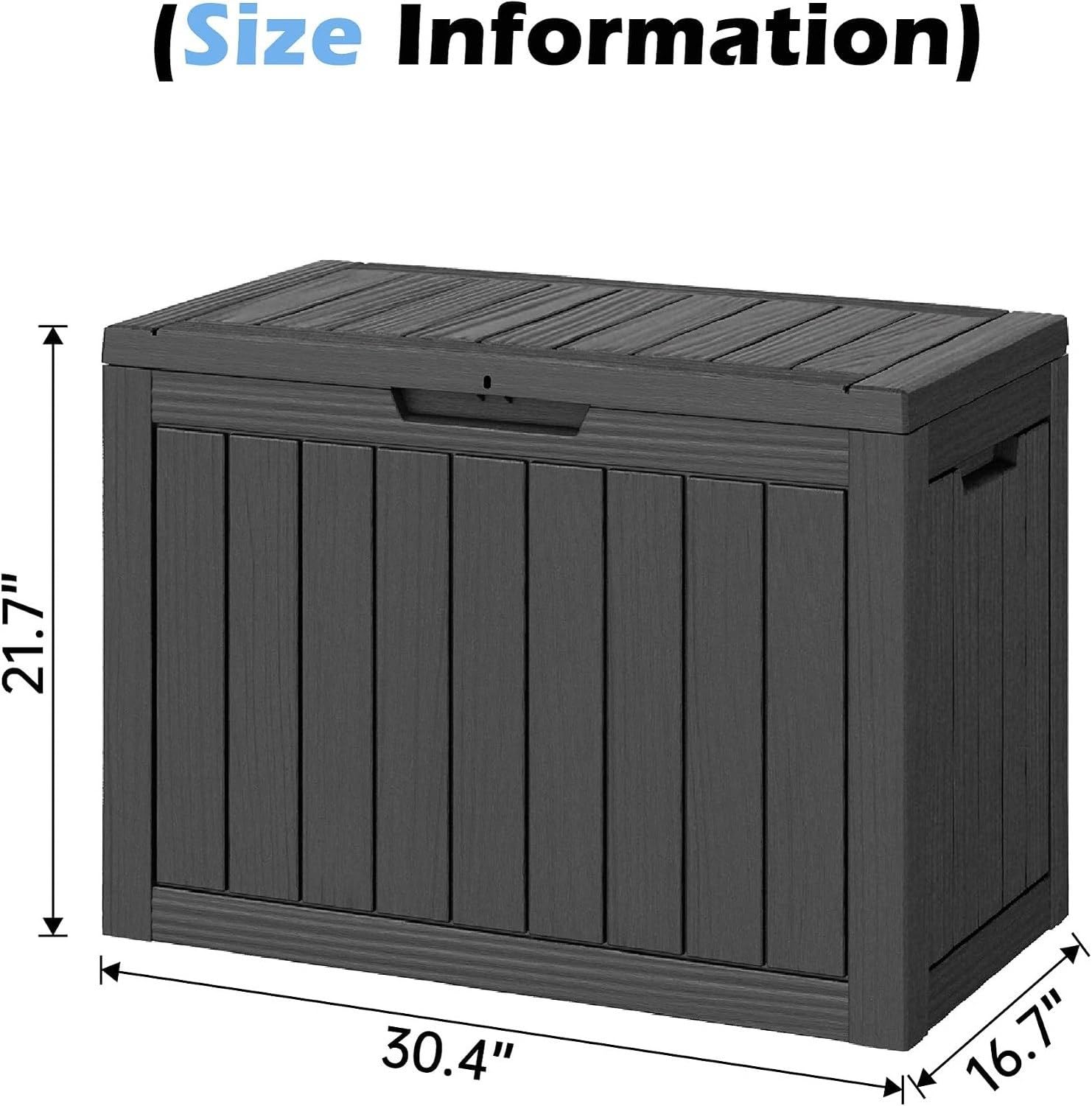 Baulera Exterior Impermeable 130L para Almacenaje Terraza, Rayado Negro