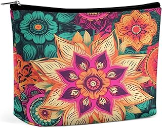 Boho Mandala Colorful Flowers Toiletry Bag Po...