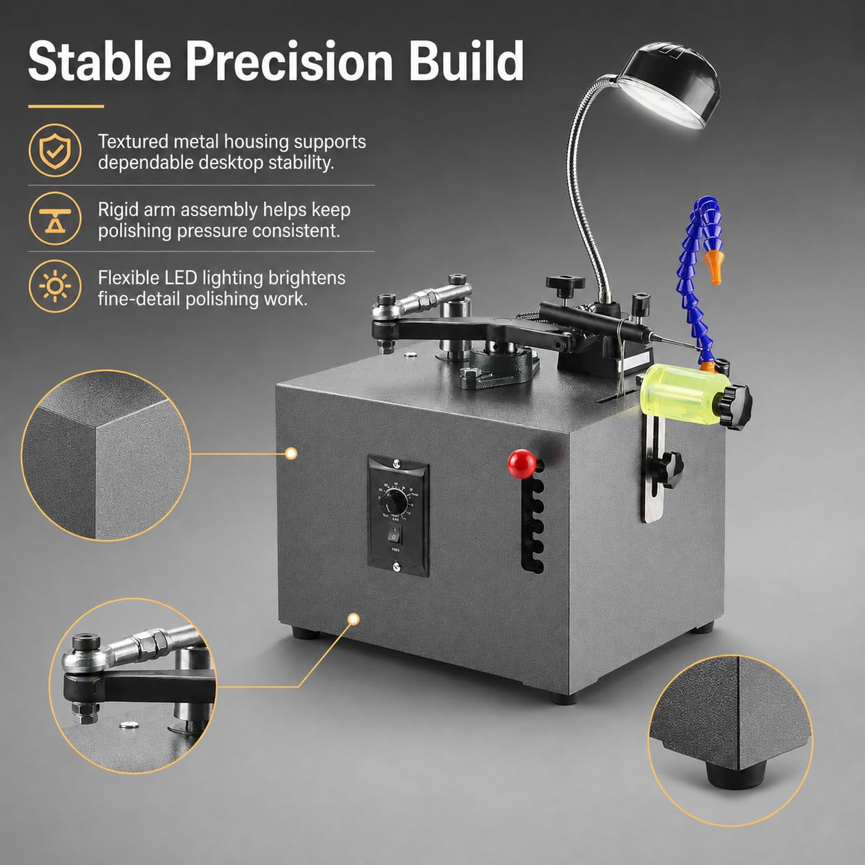 Machine de polissage de bijoux de bureau, 0-450 tr/min, cinq niveaux