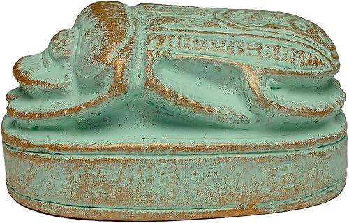 Discoveries Egyptian Imports - Pisapapeles de escarabajo de pátina - Tamaño de 2" - Hecho en Egipto