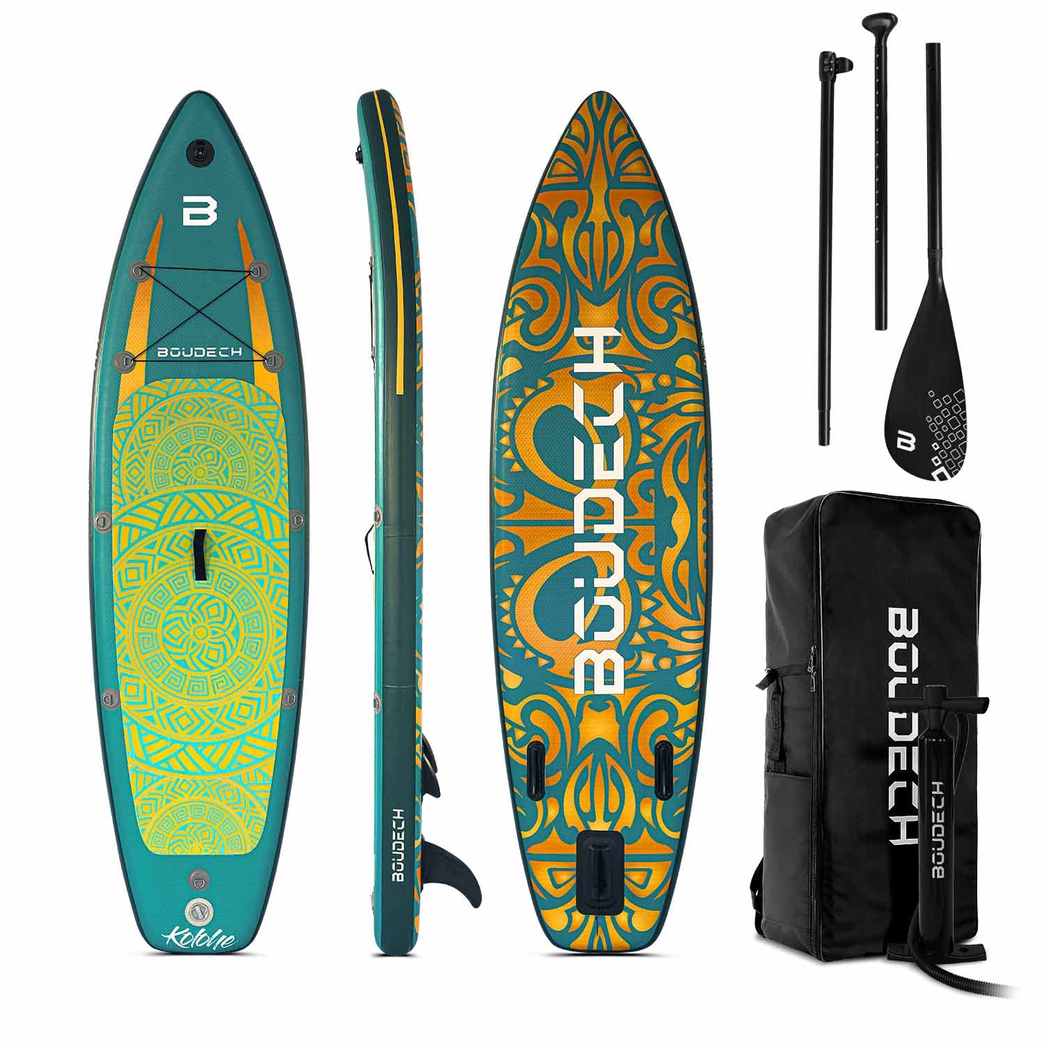 Stand Up Paddle Board Flatwater/Touring - Nadmuchiwana deska SUP 300X75X15 cm z regulowanym wiosłem, kostką, inflatorem, zestawem naprawczym i torbą transportową. Waga Max 140 kg