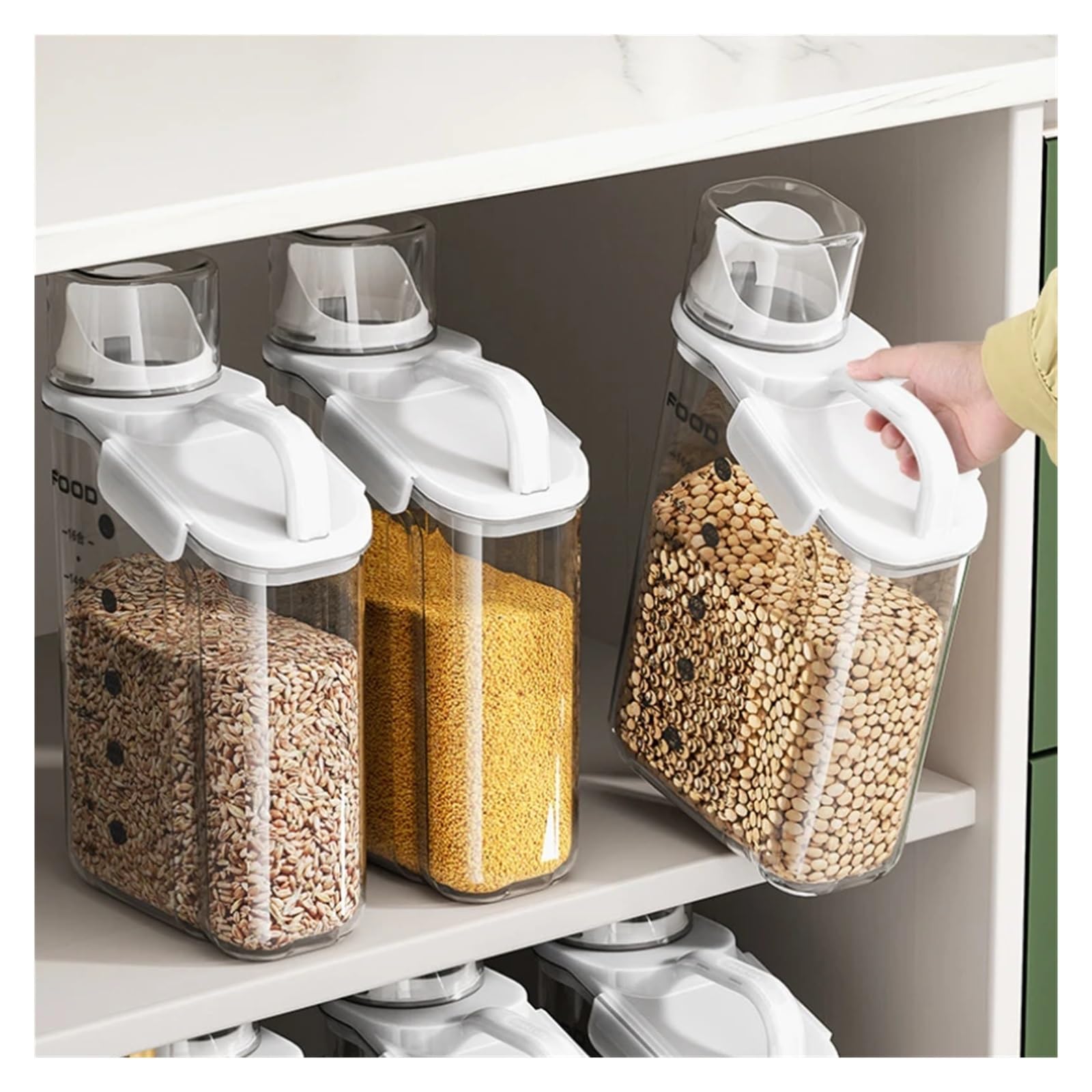 Contenedor de almacenamiento a prueba humedad for granos, comida for mascotas, snacks, tarro transparente sellado for almacenar alimentos, organizador cocina for secos(Light yellow,XXL)