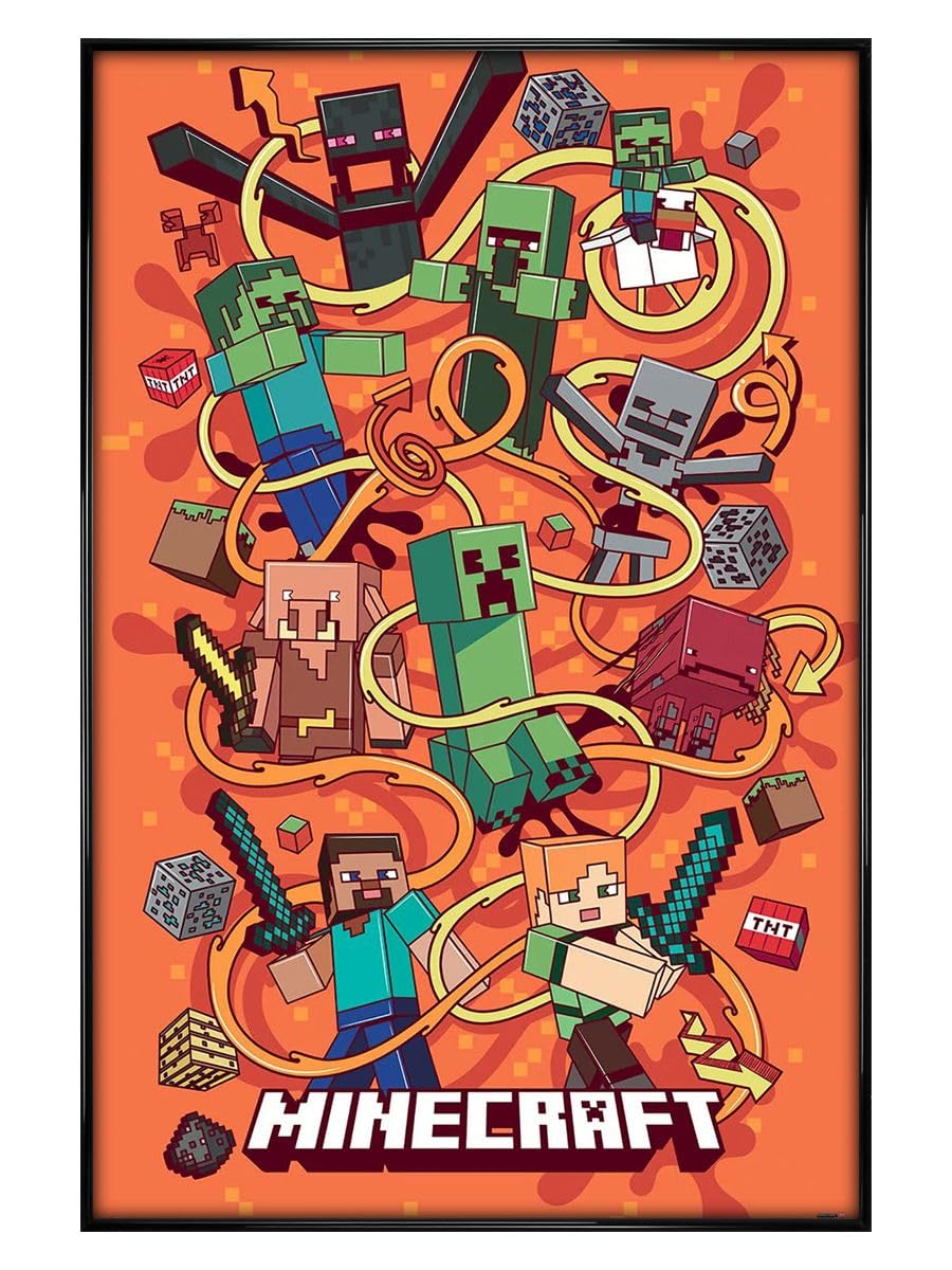 Minecraft Funtage Montage Maxi Poster - Black Gloss Framed