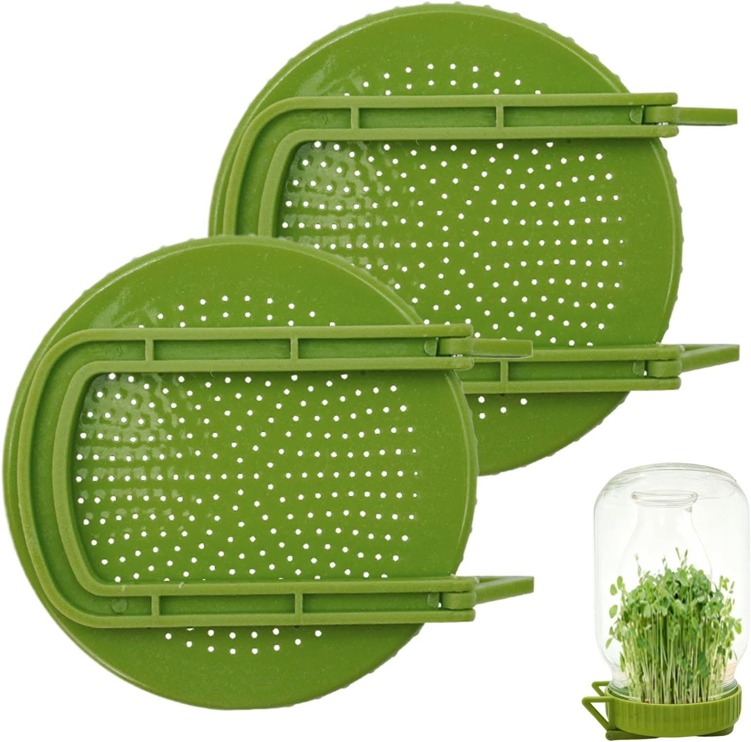 Sprouting Lids – 2-Piece Wide Mouth Reusable Jar Germination Lids With Stand | Sprouting Jar Strainer Ļids For Beans, Alfalfa, Broccoli, Soybeans & Indoor Hydroponic Growing