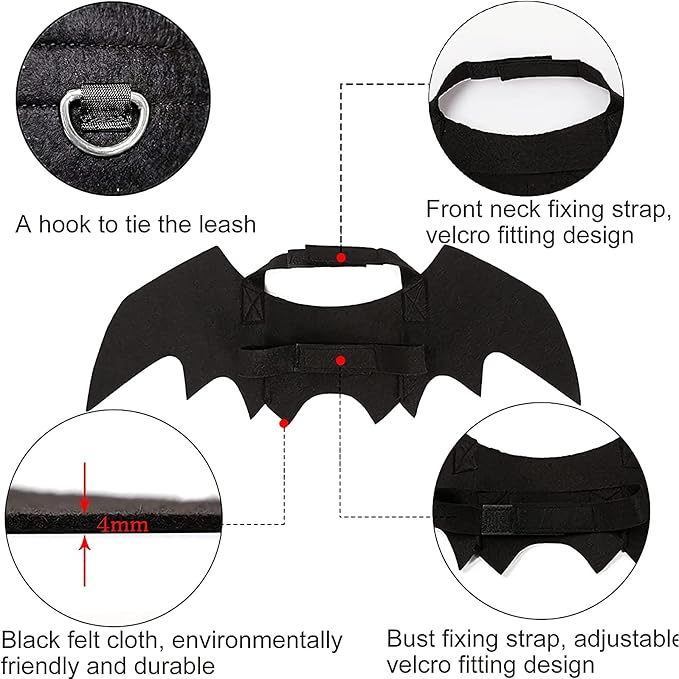 Disfraz de Murciélago para Perro con Campanas de Calabaza Halloween miniatura 4