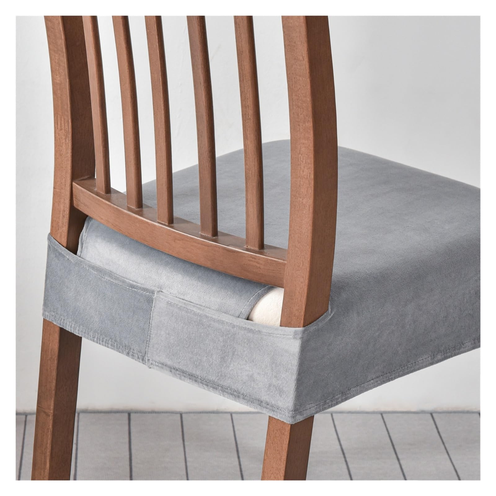 Housse De Chaise Salle À Manger Lot De 2 4 6, Couvre De Chaise Extensible Amovible Lavable Couverture De Chaise Interieur Velours pour Cuisine Restaurant Décoration(Gris,Set of 6)
