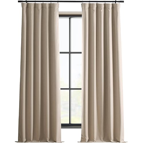 HPD Half Price Drapes Solid Thermal Insulated Blackout Curtains for Bedroom 108 Inches Long Curtain (1 Panel) Signature Blackout Linen Window Curtains for Living Room, 50W x 108L, Safari Tan