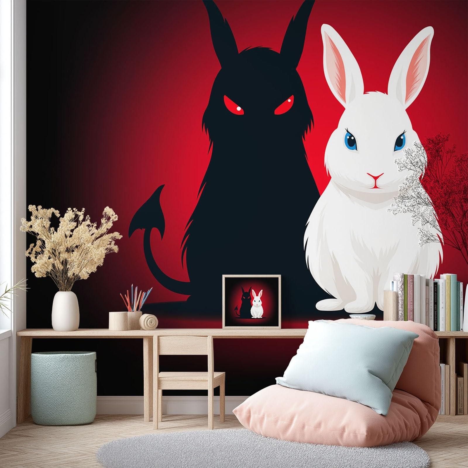 Fototapeta neonowa, kreskówka, tajemnicza fototapeta dekoracja plakat królik, zwierzę zdjęcie tapeta wysokiej jakości mural salon, sypialnia, biuro dekoracja domu