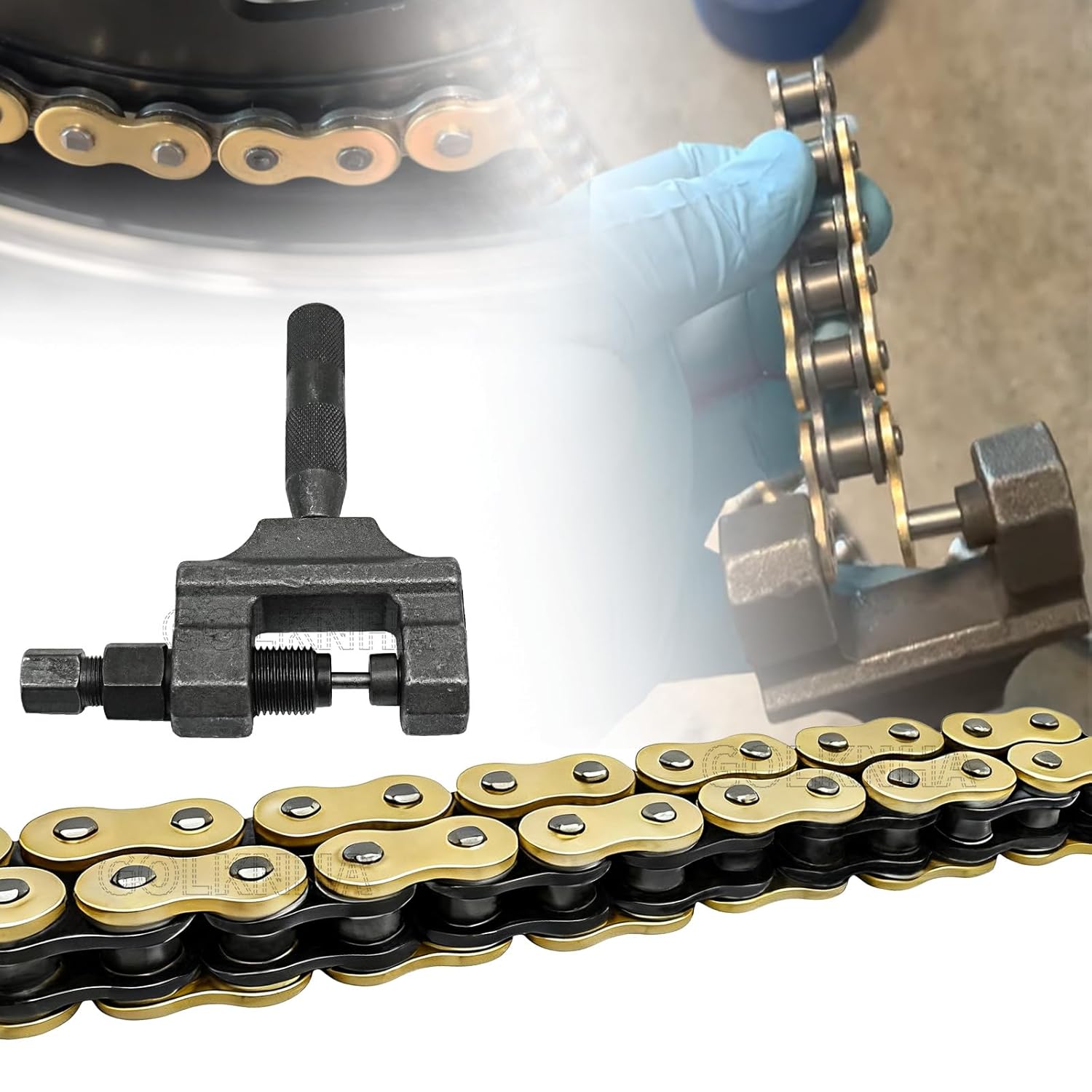 520 X-Ring Chain 120 Links with Master Link,Heavy Duty Motorcycle Gold Chian, Powersports Drive Chains