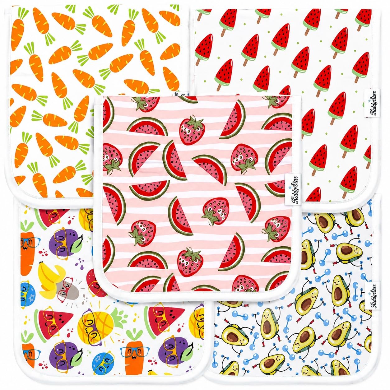 KiddyStar Paños para eructos de algodón orgánico, 5 unidades, 53,3 x 25,4 cm, suaves y absorbentes para recién nacidos (zanahoria)