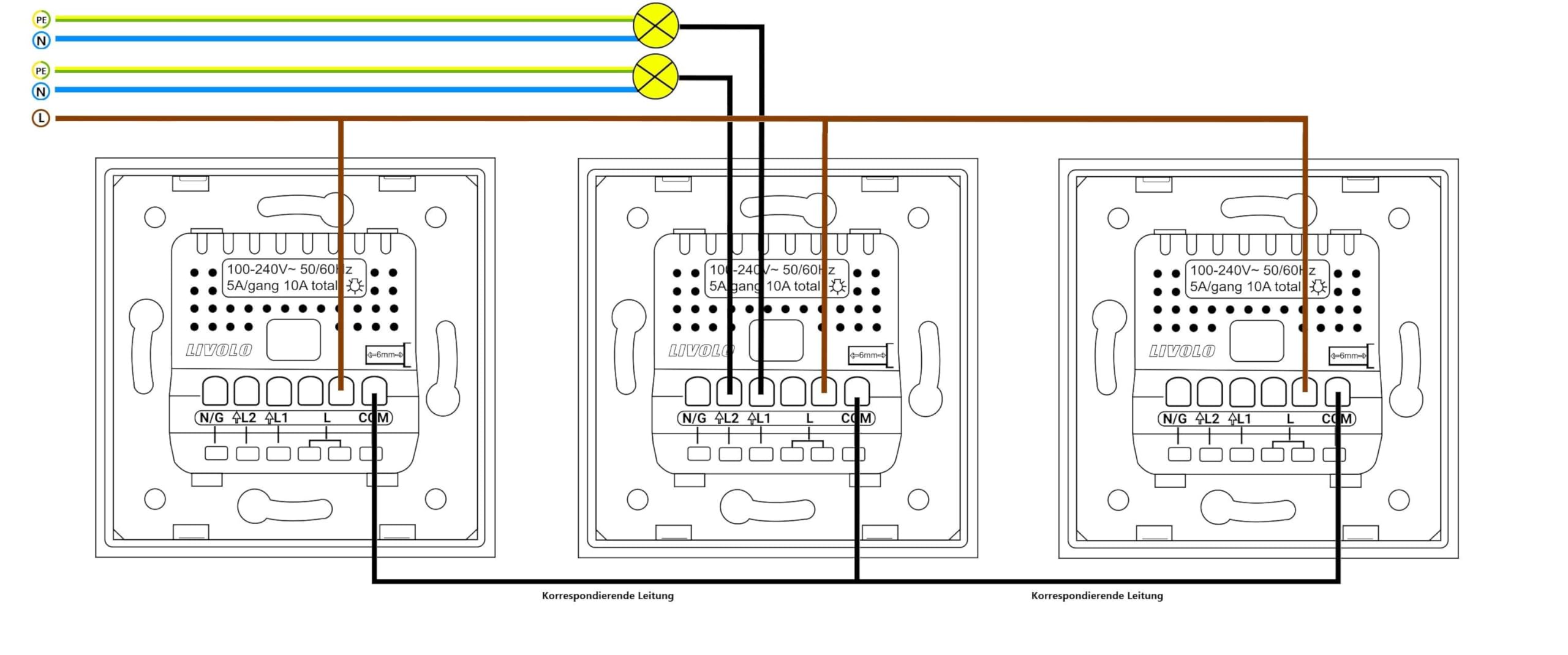 LIVOLO 2-facher dimmbarer Wechselschalter/Kreuzschalter Touch Lichtschalter Modul Touchlichtschalter Dimmer Dimmerschalter Wechseldimmer Serienschalter Seriendimmer Weiß VL-FC2SD2-2G