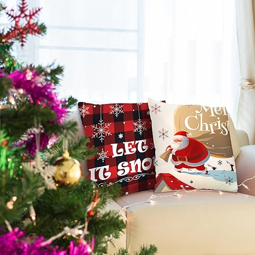 Miniatura 3 de 4 fundas de almohada navideñas de 18 x 18 pulgadas, decoración para sofá, decoración de interiores y exteriores, fundas de almohada para invierno,
