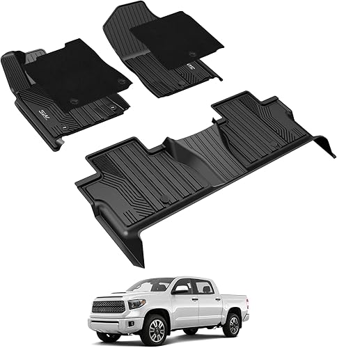 Miniatura 10 de 3W Alfombrillas compatibles con Toyota Tundra 2022-2023 revestimiento de piso de ajuste personalizado delantero y trasero juego completo de 2 filas