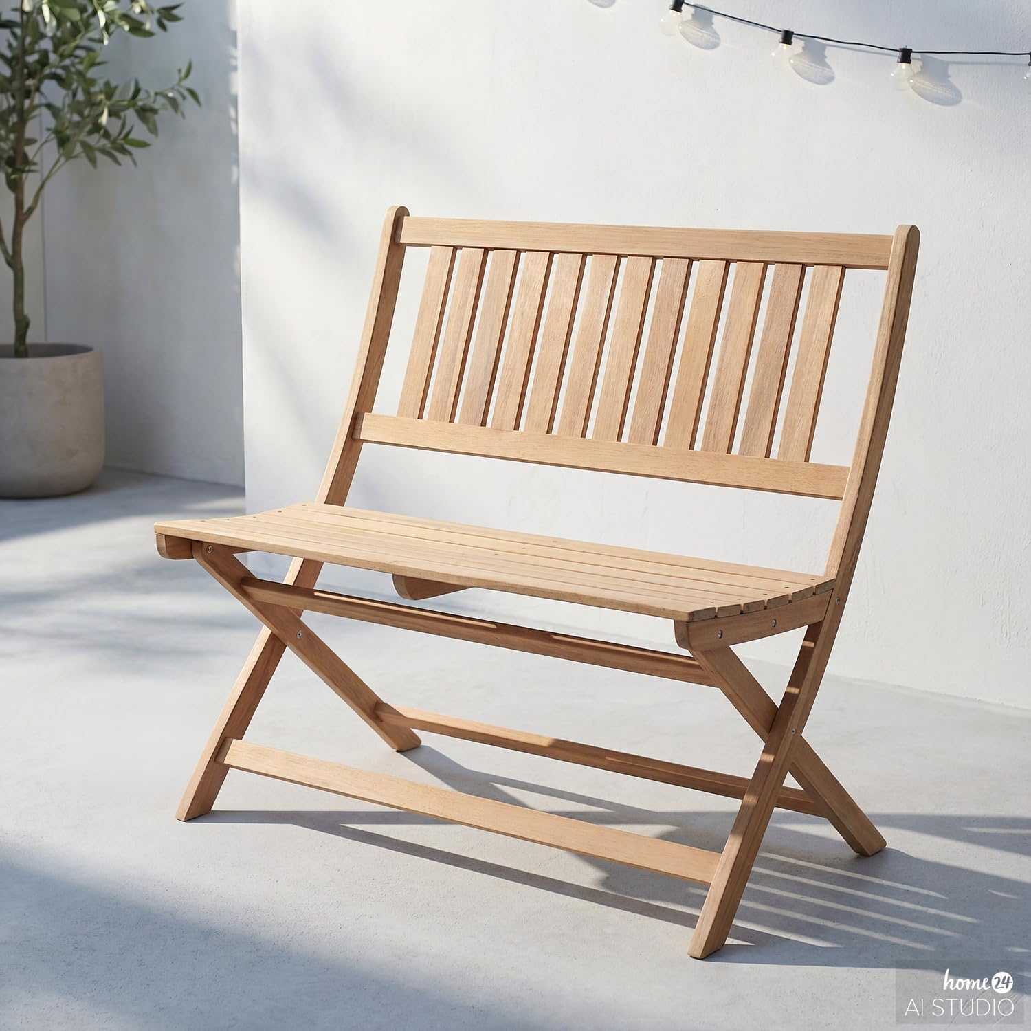 home24 Kompakte Gartenbank in Akazie Braun aus langlebigem Echtholz, Witterungsbeständiges Massivholz mit geölter Oberflächenveredelung, Standfeste Sitzgelegenheit für Balkon oder Veranda
