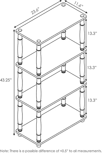 Vista 376 de Furinno Turn-N-Tube - Estantería multiuso de 5 niveles, estantería para exhibición, almacenamiento o libros, con tubos redondos, color cereza claro