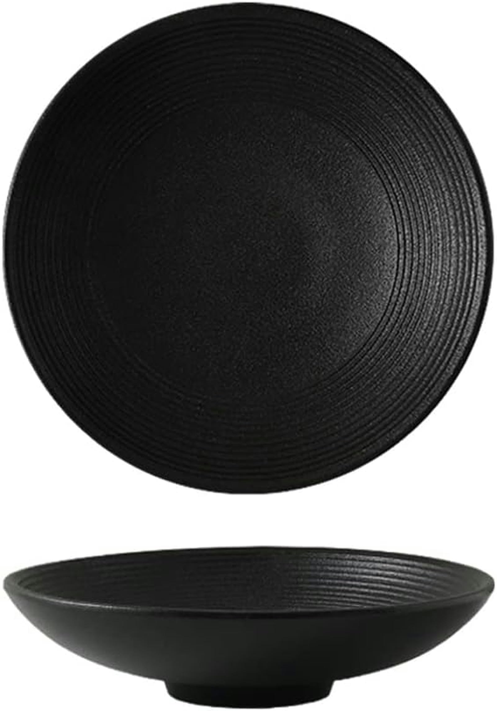 Szklane miski do sałatek, szklane mieszania, ceramiczne Miska na warzywa i owoce Duża miska użytku domowego sałatki Zupa makaron ramenu Miski zupy(Black,L)