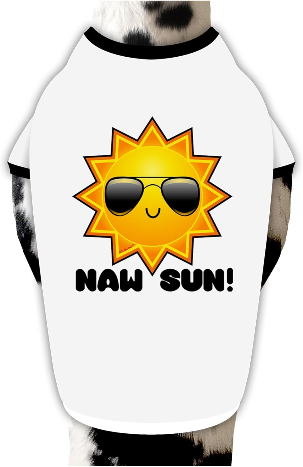 TOOLOUD Naw Sun Cute Sun Dog Shirt White with Black XL