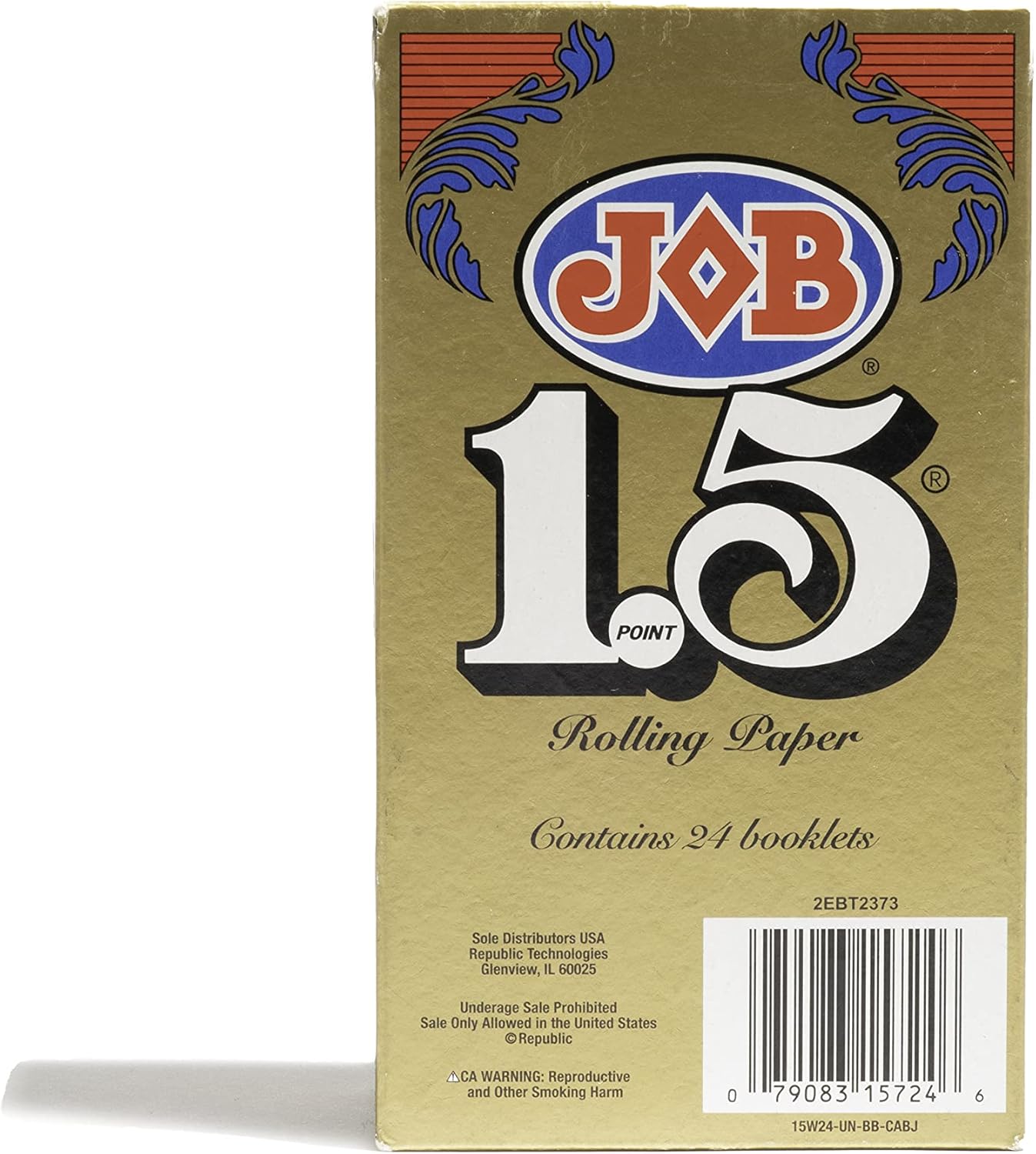 JOB Gold 1-1/2 Size Rolling Papers Set, 24 Booklets (24 Rolling Papers per Booklet) 100% Natural Wood Fibers, Natural Acacia Gum, Unbleached - Ultra-Thin and Slow-Burning