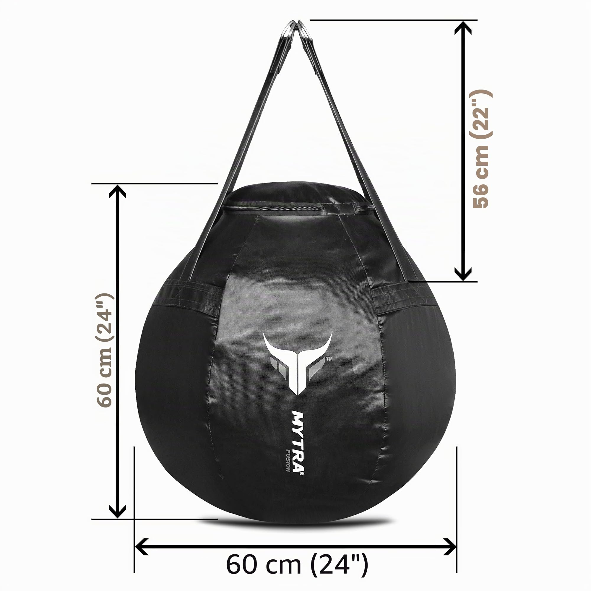 Mytra Fusion Wrecking Ball Sacco da Boxe, Vuoto Rotondo da 2 Piedi Sacco Boxe, Sacchi da Boxe per Boxe, MMA, Arti Marziali, Kickboxing e Borsone Muay Thai (Nero)