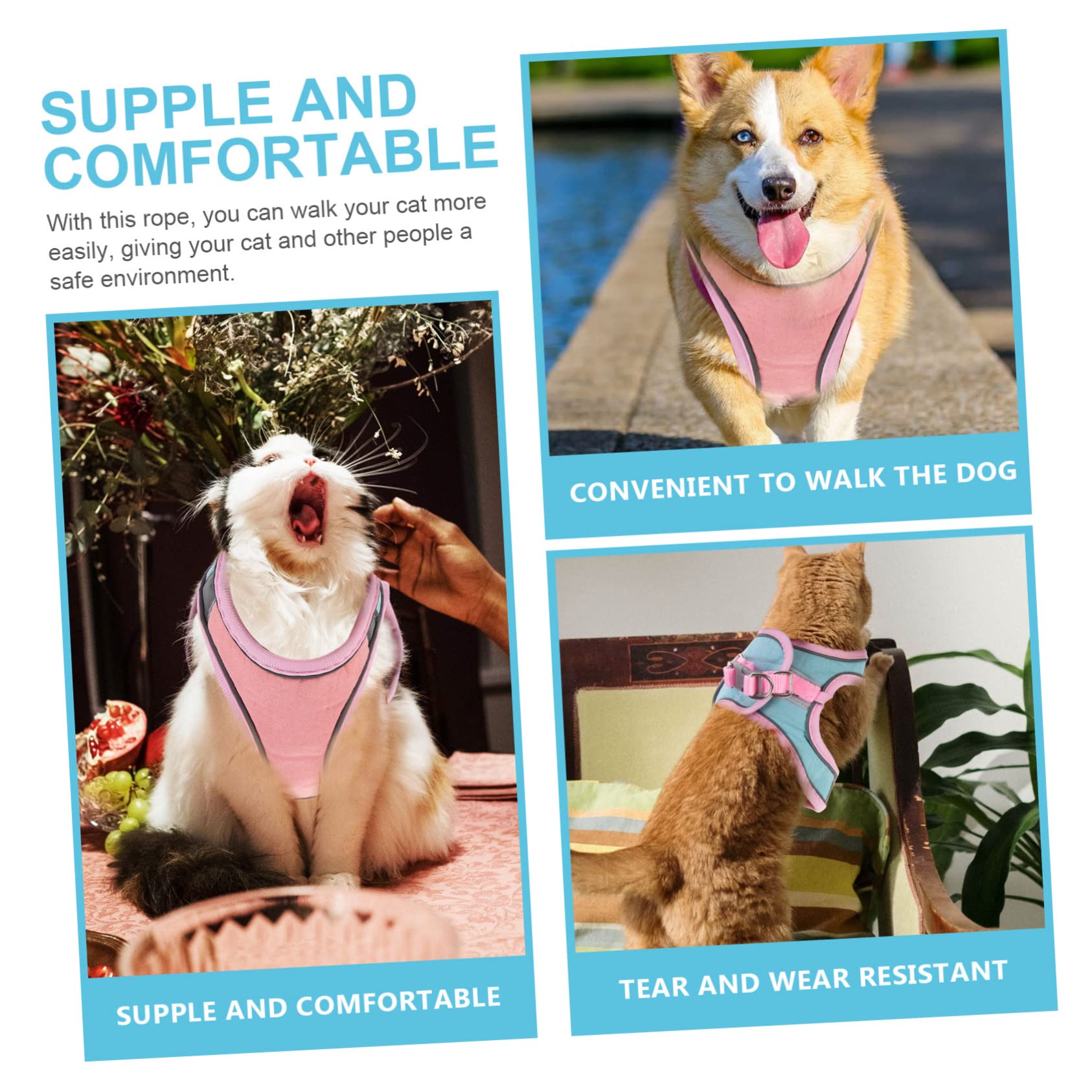 VANZACK 4sätze Adjustable Pet Mit Für Katzen Und Kleine Hunde Ausbruchsicheres Mesh Reflektierend Für Outdoor-aktivitäten Teiliges