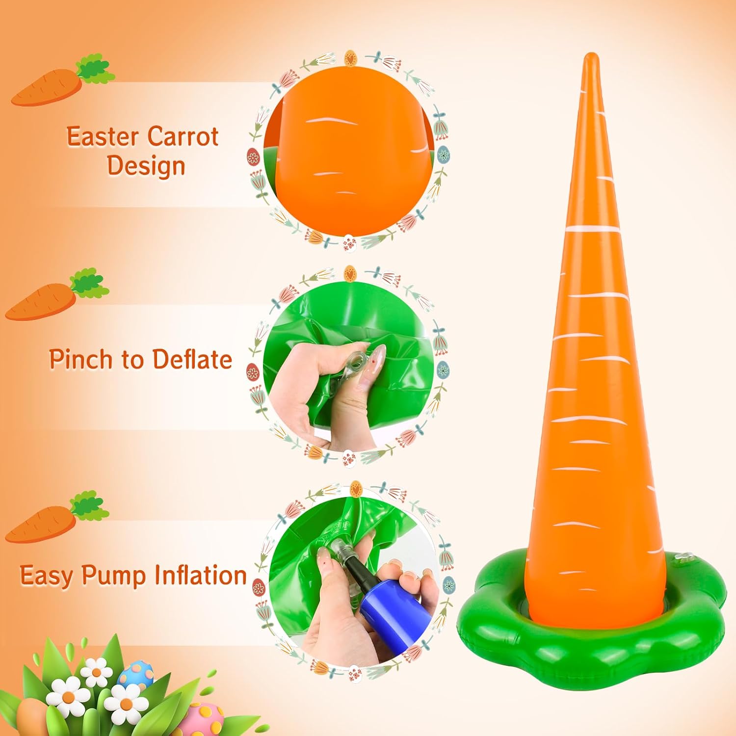 5 Pack Easter Inflatable Ring Toss Game, Outdoor Easter Games Set with 10 Plastic Rings and Pump, Family Carnival Party Favors Supplies