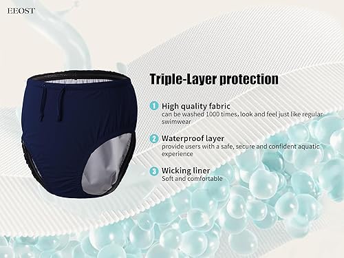 Miniatura 2 de EEOST Pañales de natación reutilizables para adultos, para necesidades especiales, trajes de baño para incontinencia, impermeables, a prueba de