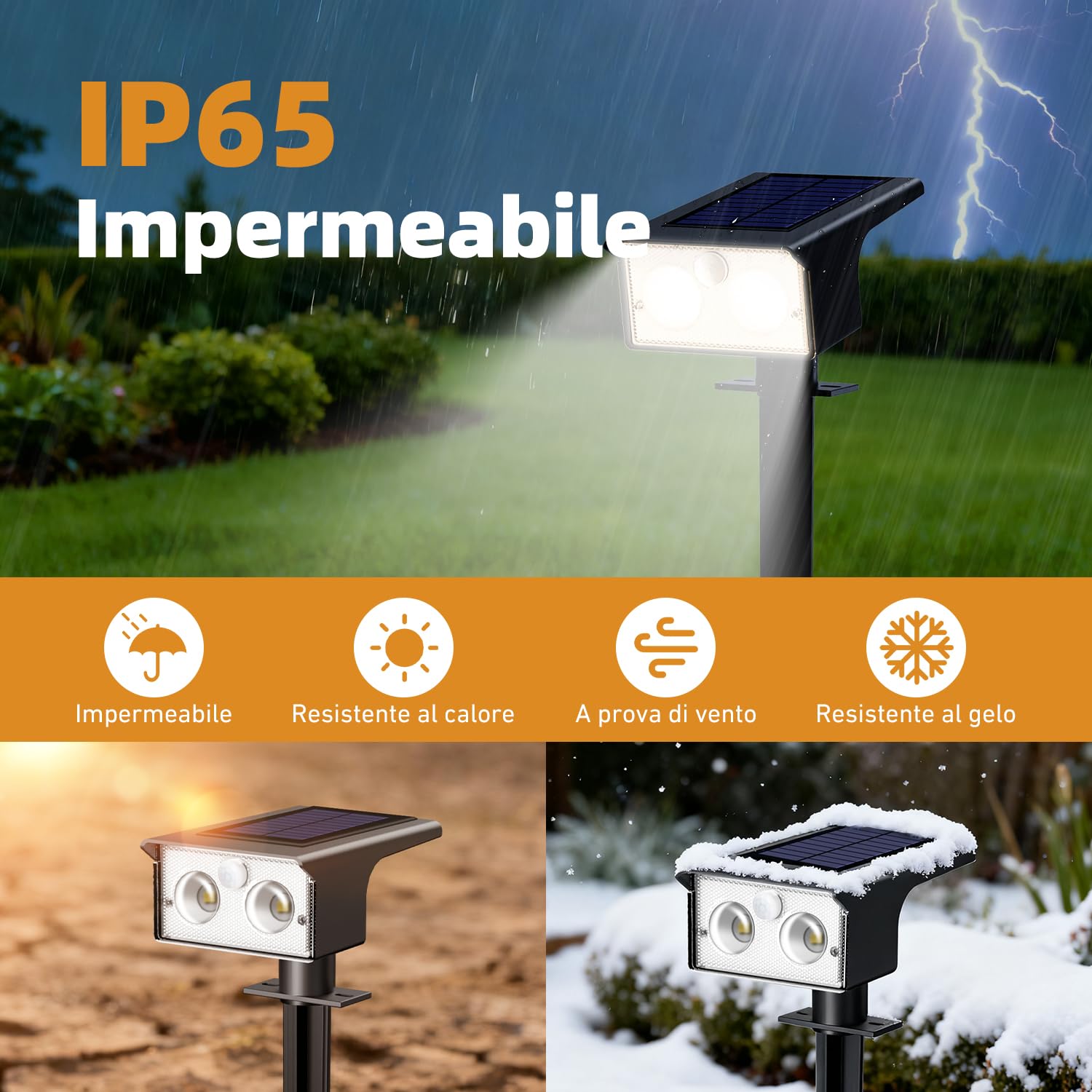 btfarm Set di 6 Lampade Solari per Esterni con Rilevatore di Movimento, 6500K Luce Esterna Potente, 3 Modalità Faretto Solare IP65 Impermeabile Illuminazione, Proiettore Solare per Giardino Sentieri