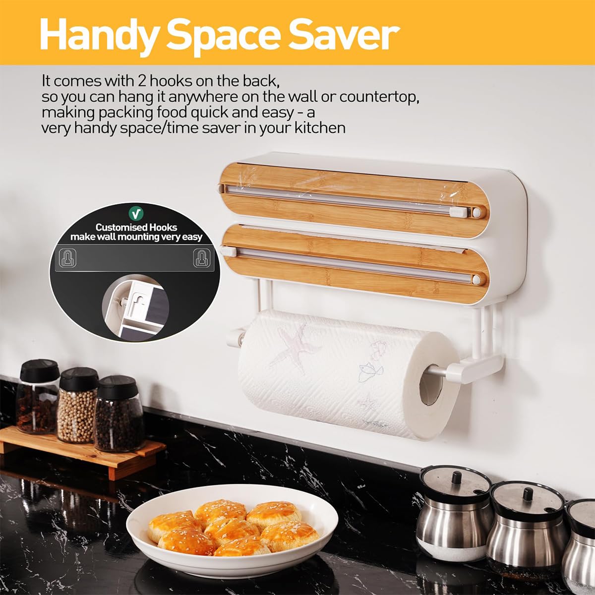 Dispenser Magnetico Per Pellicola Trasparente E Alluminio - Con Taglierino Integrato, Per Cucina