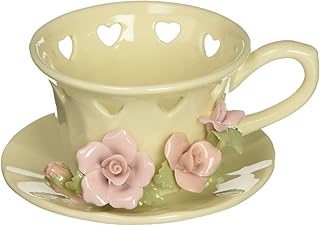 Cosmos 1011 Fine Porcelain Rose Cup Tea Light Holder, 3-Inch