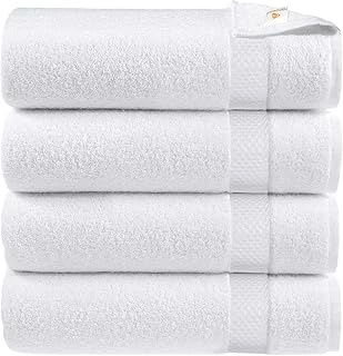 X11 Homeware Bath Towels Pack of 4 Egyptian Cotton Towel Set Highly Absorbent Soft Bathroom Towels Set of 4 Ring Spun Cotton Quick Dry Large Towels (White)