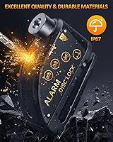 Vista 2 de ONVIAN Rechargeable Motorcycle Lock with 120db Alarm and 6FT Steel Reminder Cable, for 7mm Pin Motorcycles Bicycles Ebike Scooter Moped (Black)