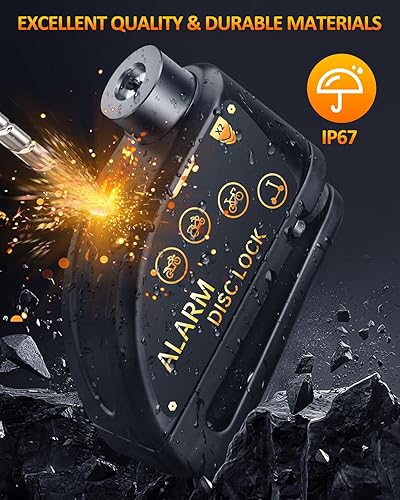 Miniatura 2 de ONVIAN Candado de motocicleta recargable con cable antirrobo de alambre de acero de 6 pies, alarma de motocicleta de 120 dB con modo de reposo, para