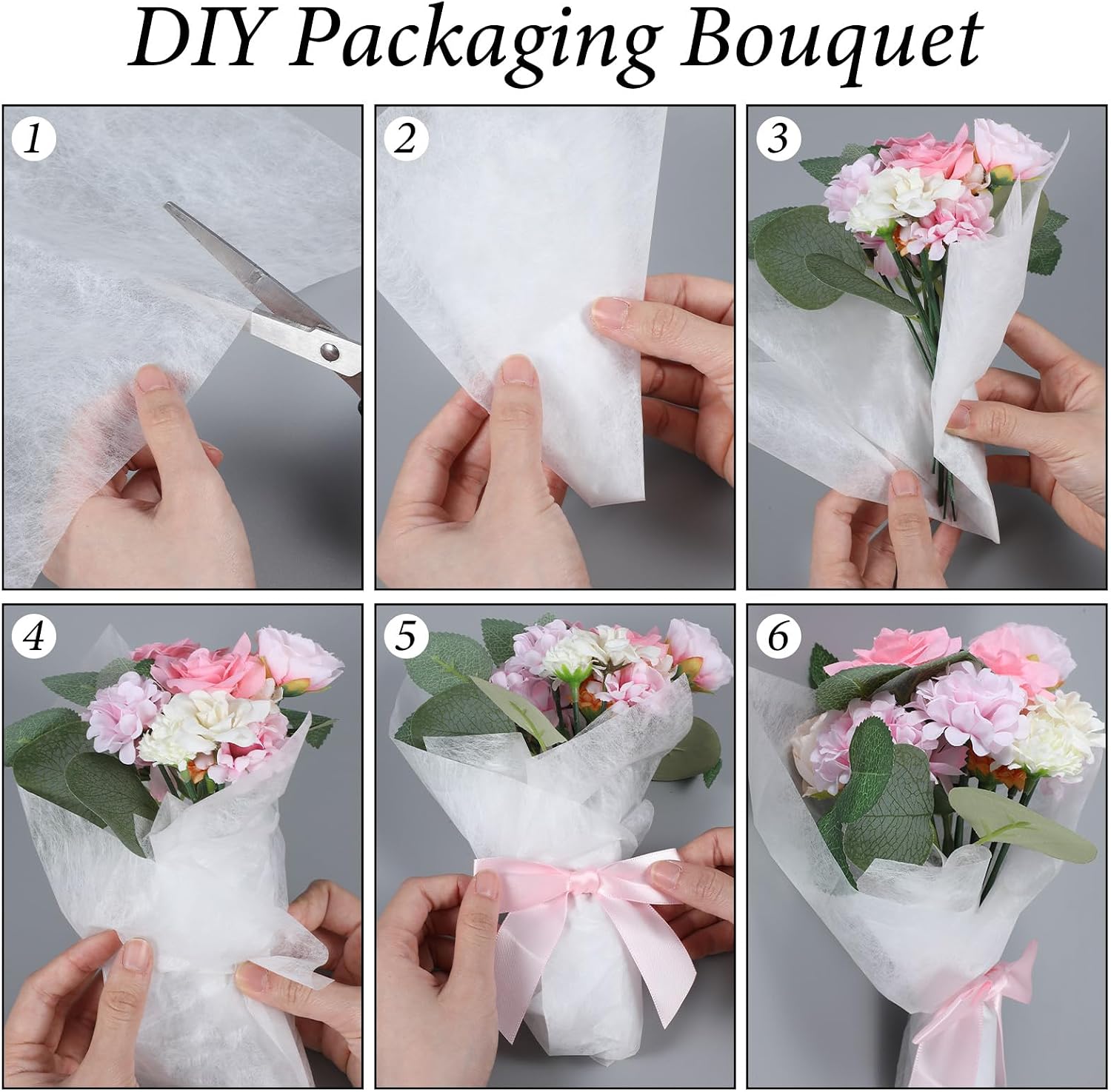 Elegaperma 72 Sheets Cotton Tissue Paper for Flowers Bouquets Wrapping | 30 × 30 CM Tissue Paper for Bouquets, Waterproof Bouquet Tissue Paper for Flowers Shops, Events and DIY Bouquet Arrange