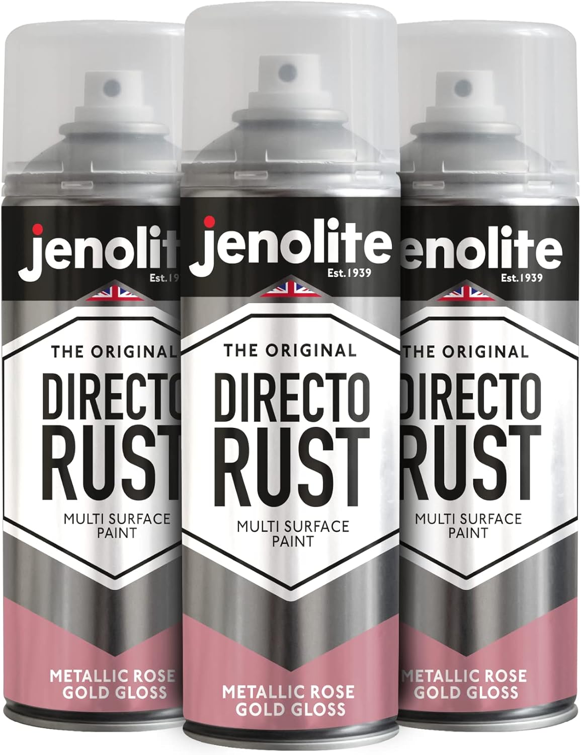 JENOLITE Directorust Metallic Gloss Spray Paint ROSE GOLD 3x400ml