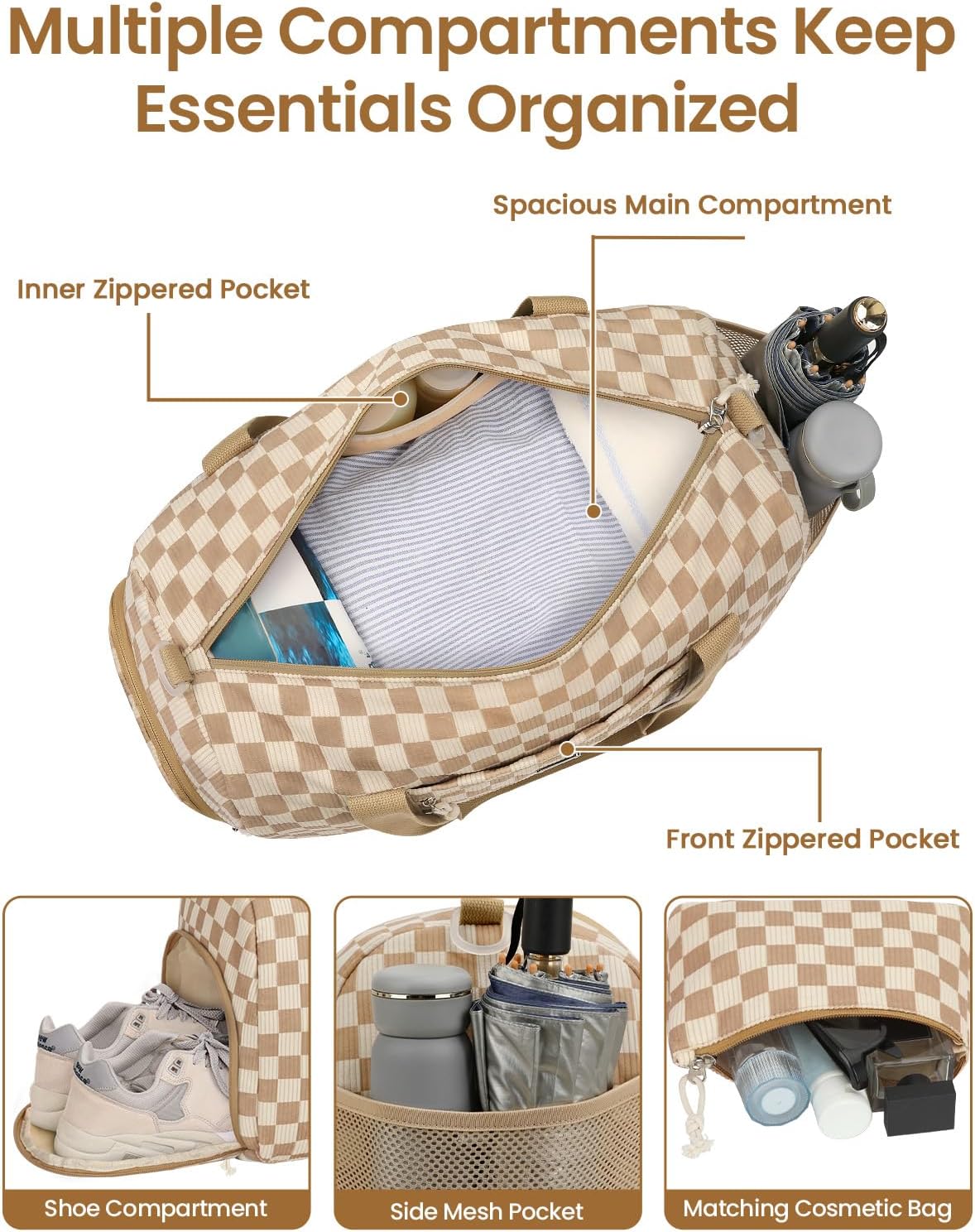 Vankor Gym Bag for Women with Shoe Compartment, Roomy Trendy Cute Dance Bag image 2