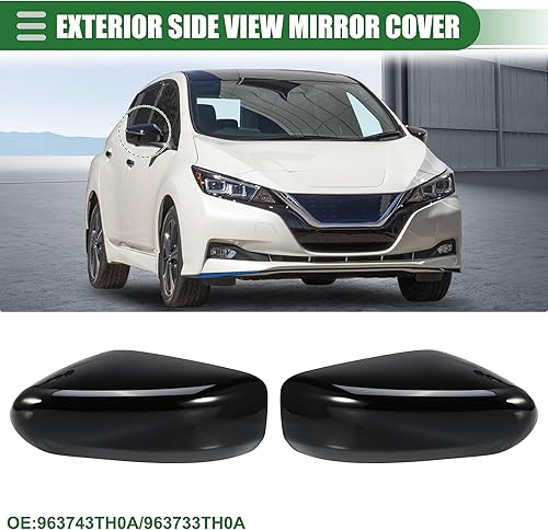 Miniatura 2 de Motoforti Tapa del espejo retrovisor izquierdo derecho de repuesto, para Nissan Altima 2013-2018, No.963743TH0A963733TH0A, negro brillante, 1 par