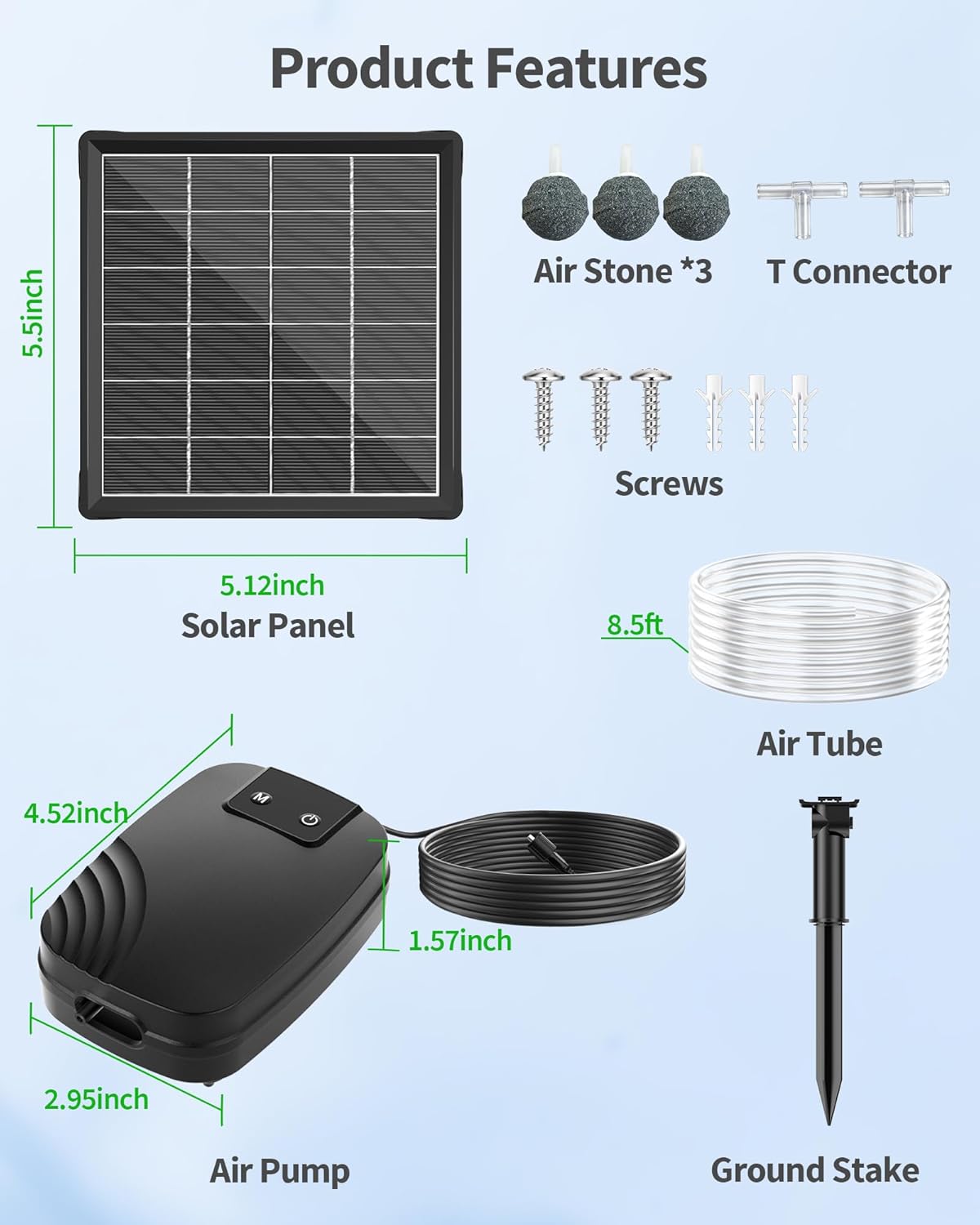 POPOSOAP 3W Solar Pond Aerator, Solar Air Pump for Pond with 2200 mAh Battery Backup, 3 Modes & Separated Solar Panel for Small Outdoor Pond Fish Tank Hydroponics P9225