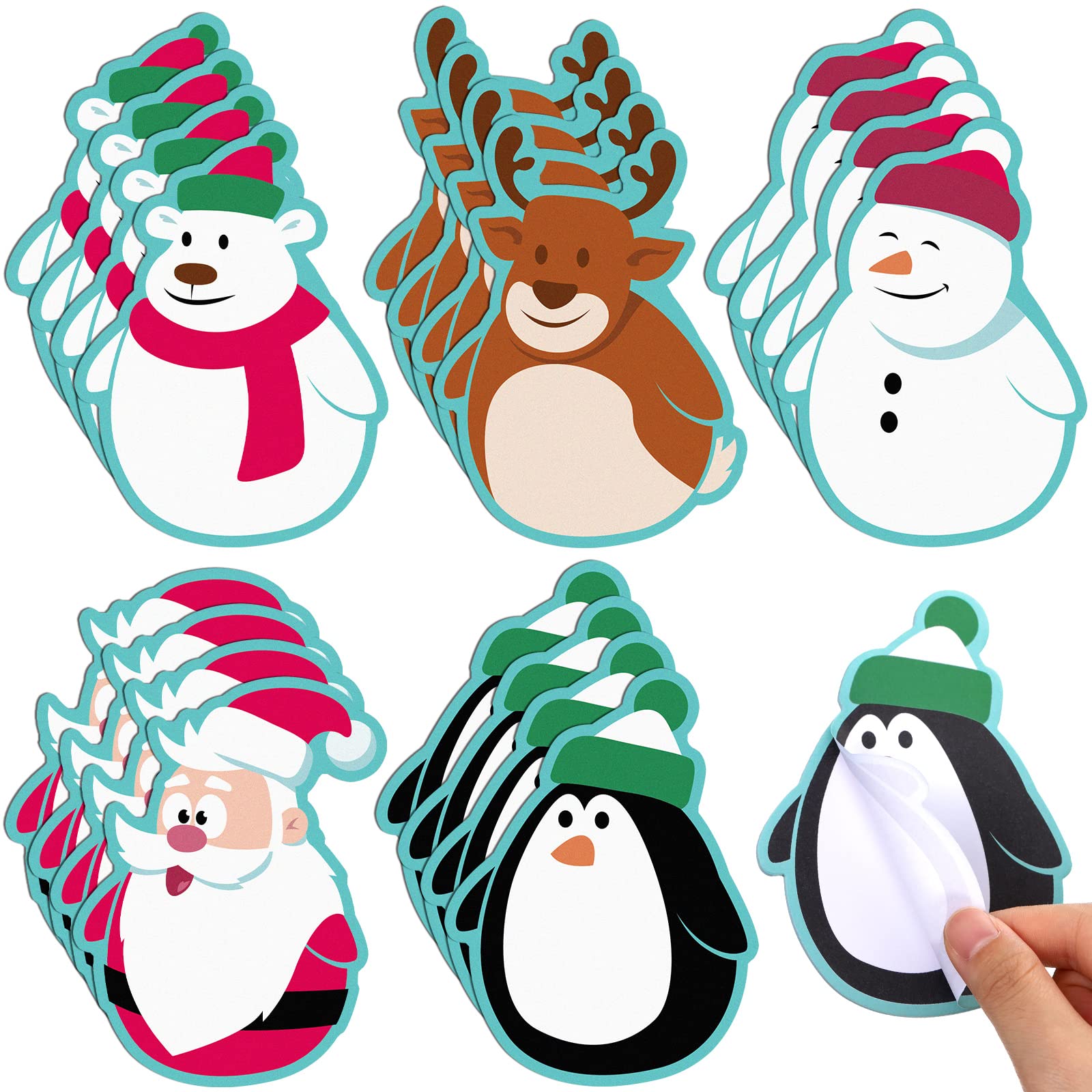 Photo 1 of 400 Sheets Christmas Notepad Set Xmas Santa Claus Elk Notepads Winter Holiday Theme Memo Pad Christmas Sticky Notes Adhesive Christmas Notepad for Work Study Shopping to Do List (Snowman Style)