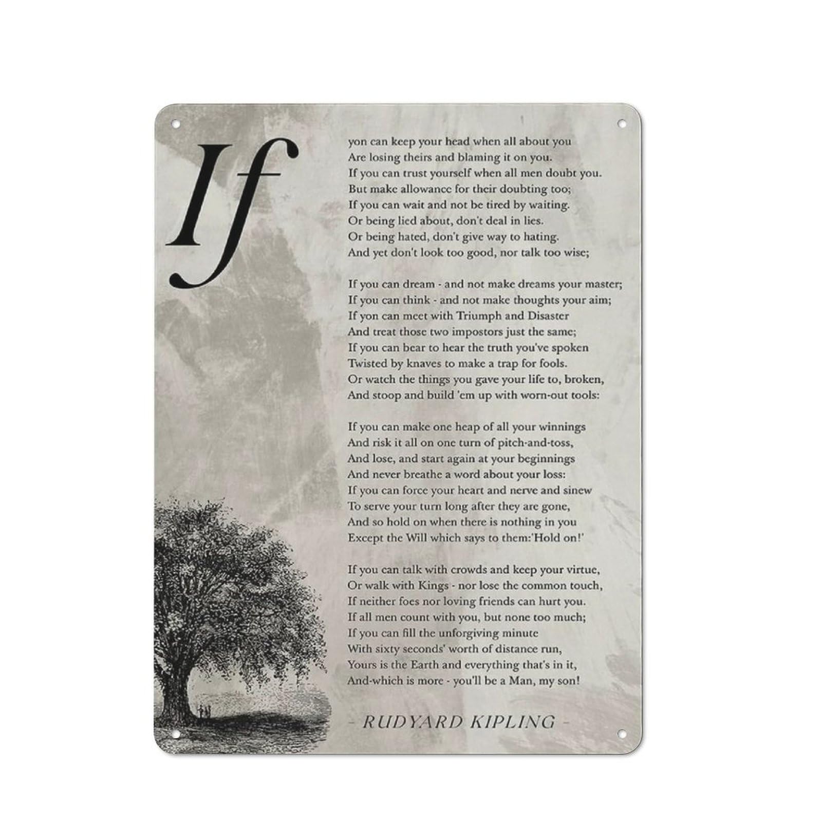 ACDOET Rustic Metal Tin Sign Motivational If Poem Print Wall Art Home Office Decor Inspirational Literature Painting Poster 12x16 Inch